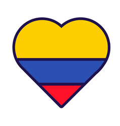 Colombia Flag Festive Patriot Heart Outline Icon