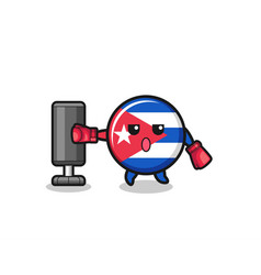 Cuba Flag Boxer Cartoon Doing Training