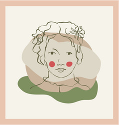 Female Portrait With Flower Single Clipart