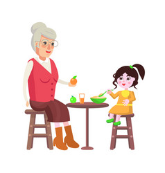 Grandmother And Dining Time