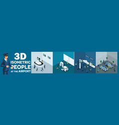 Large Set Of Isometric 3d People At The Airport