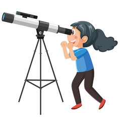 A Girl Looking Through Telescope