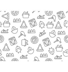 Chicken Line Seamless Pattern