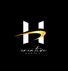 H Letter Logo Design With Creative Golden Swoosh