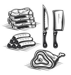 Set Of Butchers Elements For Creating Your Own