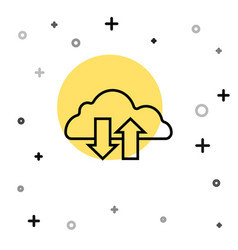 Black Line Cloud Download And Upload Icon Isolated