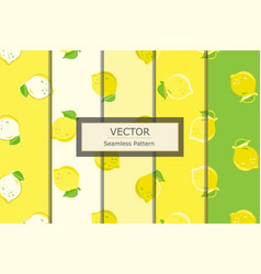 Lemon Fruit Yellow And Green Pastel Pattern Set