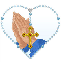 Praying Hands With Heart Shaped Rosary