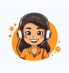 Call Center Operator Girl With Headphones