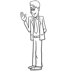 Cartoon Funny Man Character In Suit Coloring Page