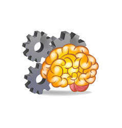 Flat Isometric 3d Of Gears With Human Brain