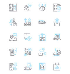 Shipping Logistics Linear Icons Set Cargo