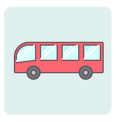 Flat Outline Red Bus Icon