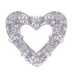 Romantic Floral Heart Element Monochrome