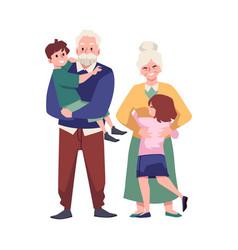 Grandparents Hugging With Their Grandchildren