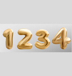 3d Gold Balloon Number Font Realistic Metal Type