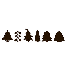 Different Fir Trees Stencil Silhouette