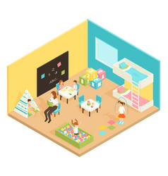 Kindergarten Play Room Isometric Design Concept