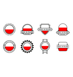 Set Of Made In Poland Logo Outline Template Icon