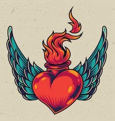 Winged Fiery Red Heart Concept