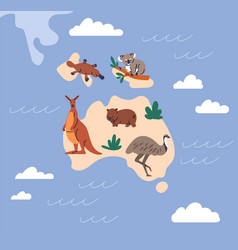 Australia Map With Wild Australian Animals