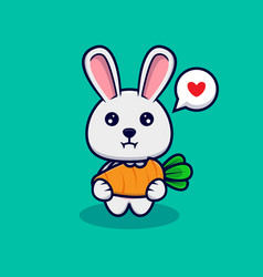 Cute Bunny Eating Carrot Design Icon