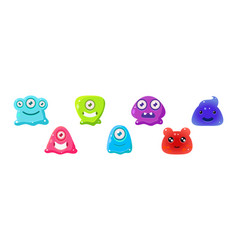 Cute Colorful Jelly Monster And Funny Aliens