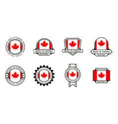 Set Of Made In Canada Logo Outline Template Icon