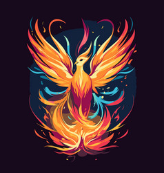 A Bird With Wings And Fire On Dark Background