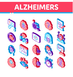 Alzheimers Disease Isometric Icons Set