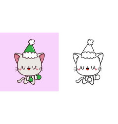 Cute Christmas White Cat Clipart