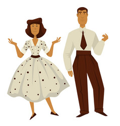 Man And Woman In Vintage 1950s Style Clothes