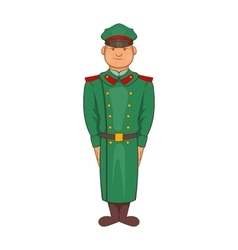 Military Officer In Greatcoat Icon Cartoon Style