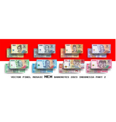 Set Of Pixel Mosaic New Banknotes Indonesia