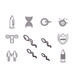 Sexual Heath Line Style Set Icons Design