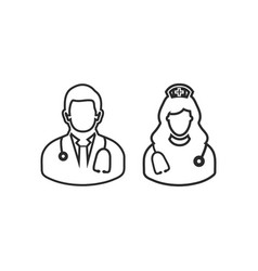 Doctor And Nurse Line Icon Editable Eps