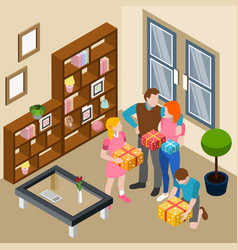 Family Home Celebration Isometric