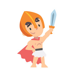 Greek Warrior Boy Character In Armour With Sword