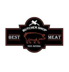 Pork Meat Label Design In Vintage Style