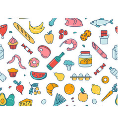 Seamless Pattern Supermarket Grosery Store Food