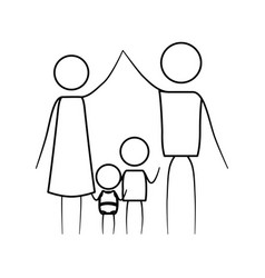 Sketch thin contour of pictograph parents holding Vector Image