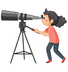 A Girl Looking Through Telescope