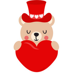 Cute Teddy Bear With Valentine Hat Holding A Red