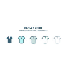 Henley Shirt Icon In 5 Different Style Outline