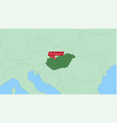 Map Of Hungary With Pin Of Country Capital