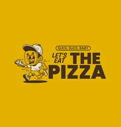 Lets Eat The Pizza Boy Character Running