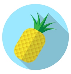 Pineapple Fruit Icon On Blue Circle With Long Shad