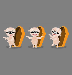 Set Of Cute Mummy And Coffin Halloween Cartoon