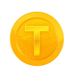 3d Icon With Gold Tether Coin Logo Crypto