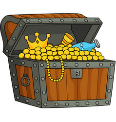 Big Treasure Chest Cartoon Colored Clipart